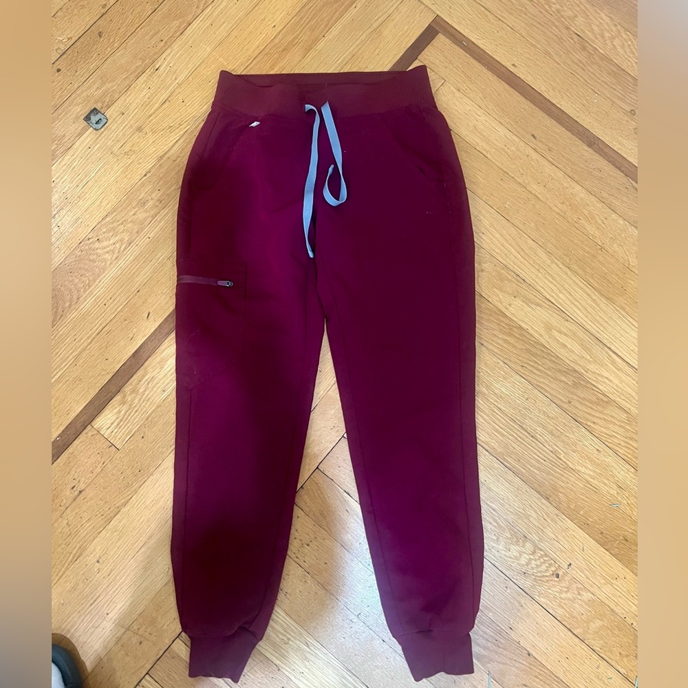 Figs Red Joggers Elasticated Waistband Soft Material